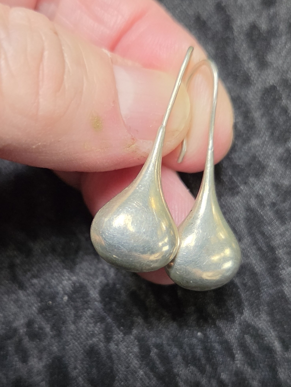 Sterling Silver Teardrop Dangle Earrings - Silver - Picture 2 of 4